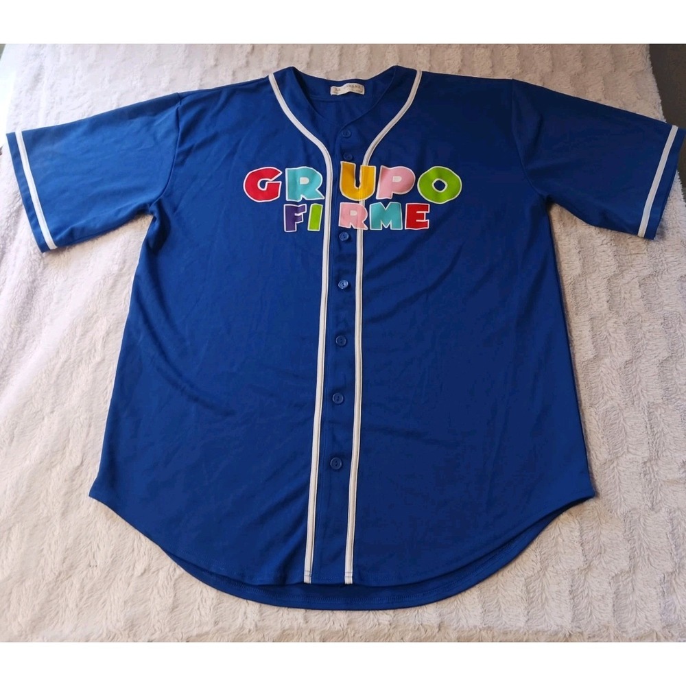 Grupo Firme Concert Baseball Jersey Shirt Adult Size 2XL Button Up Blue
